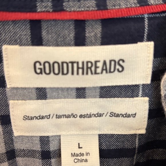 🤯 Goodthreads Plaid Button‑Down – Navy + Gray + White (Size Large) - Picture 6 of 8
